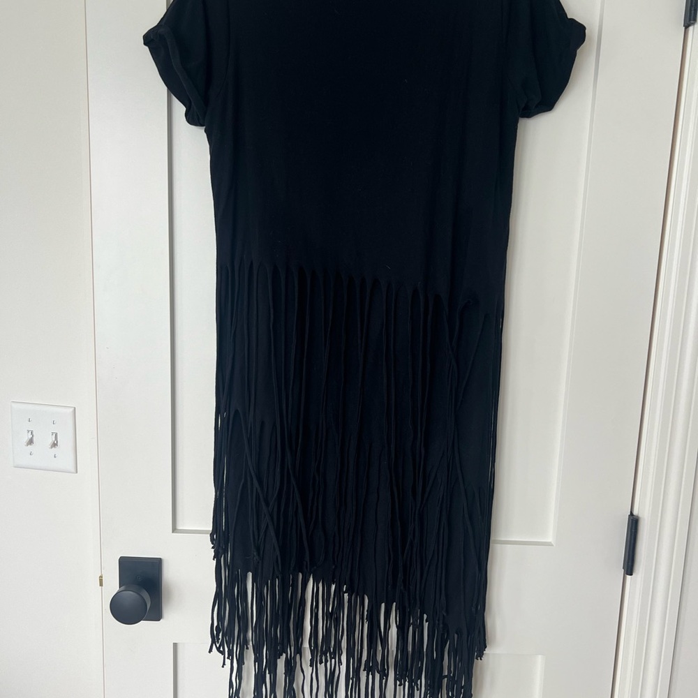 All SaintaBlack Fringe T-Shirt Dress